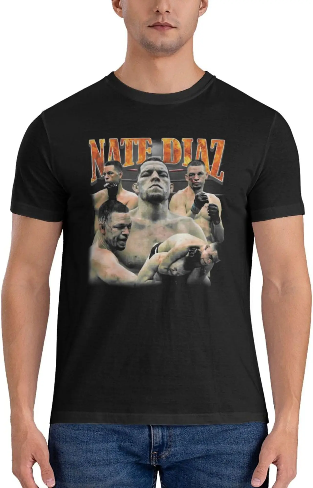Футболка с коротким рукавом Nate Fighting Diaz Y2K, топы унисекс, летние футболки с коротким рукавом