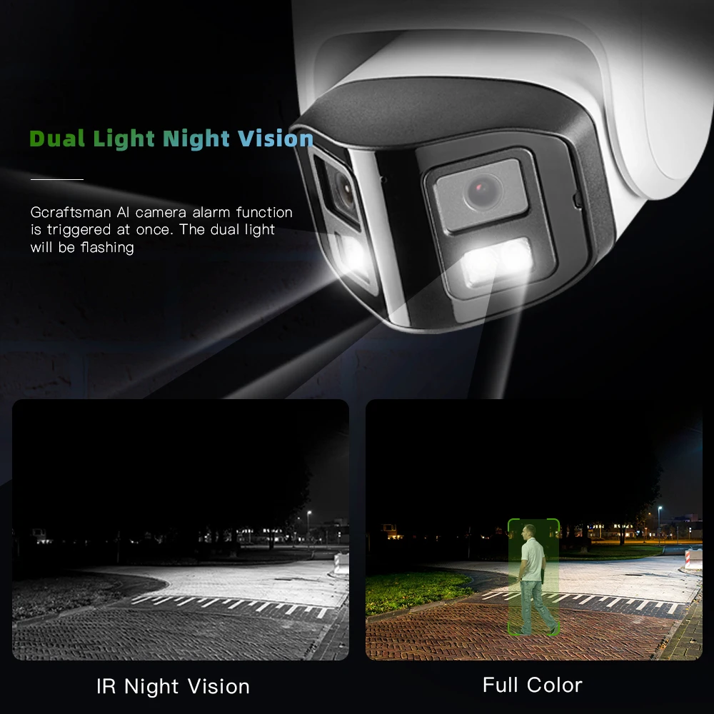 Фото G.Craftsman 4MP+4MP, POE, двойной объектив, купольный, видеонаблюдение, наблюдение, безопасность, без TF-карты №5