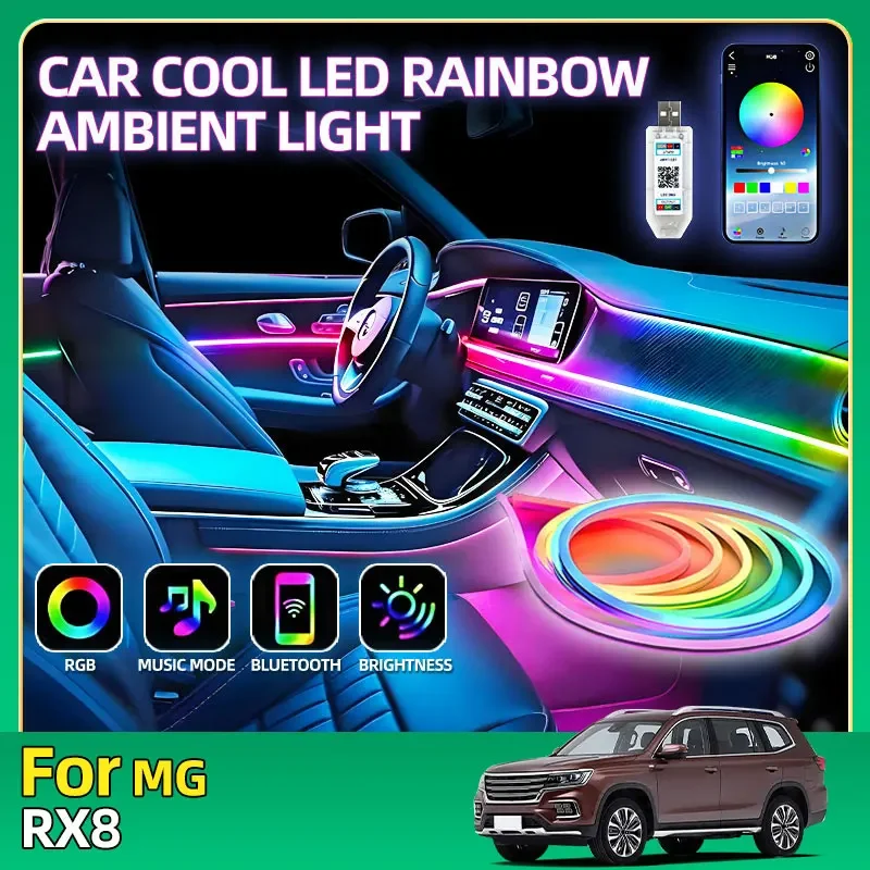 Управляемый через приложение для салона автомобиля RGB Радужный атмосферный свет с подключением Bluetooth для MG RX8 ZS RX5 Marvel X GS MG 5 6 3 550 750