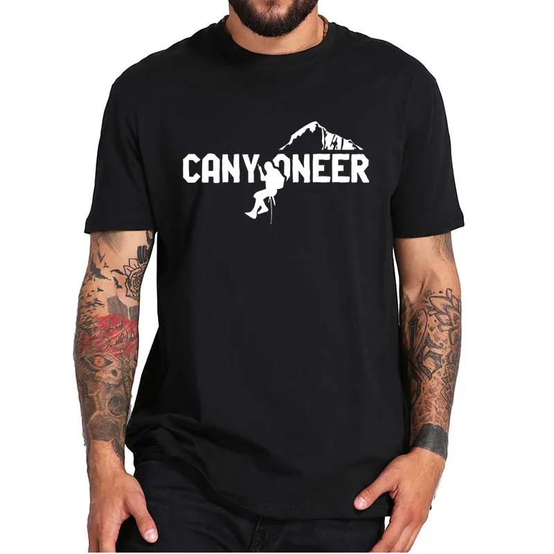 Футболка с принтом Kasual Canyoneer, футболка с принтом Olahraga Kasual необходимый Альпинизм 100% Katun Ukuran UE Musim Panas Homme Camiseta