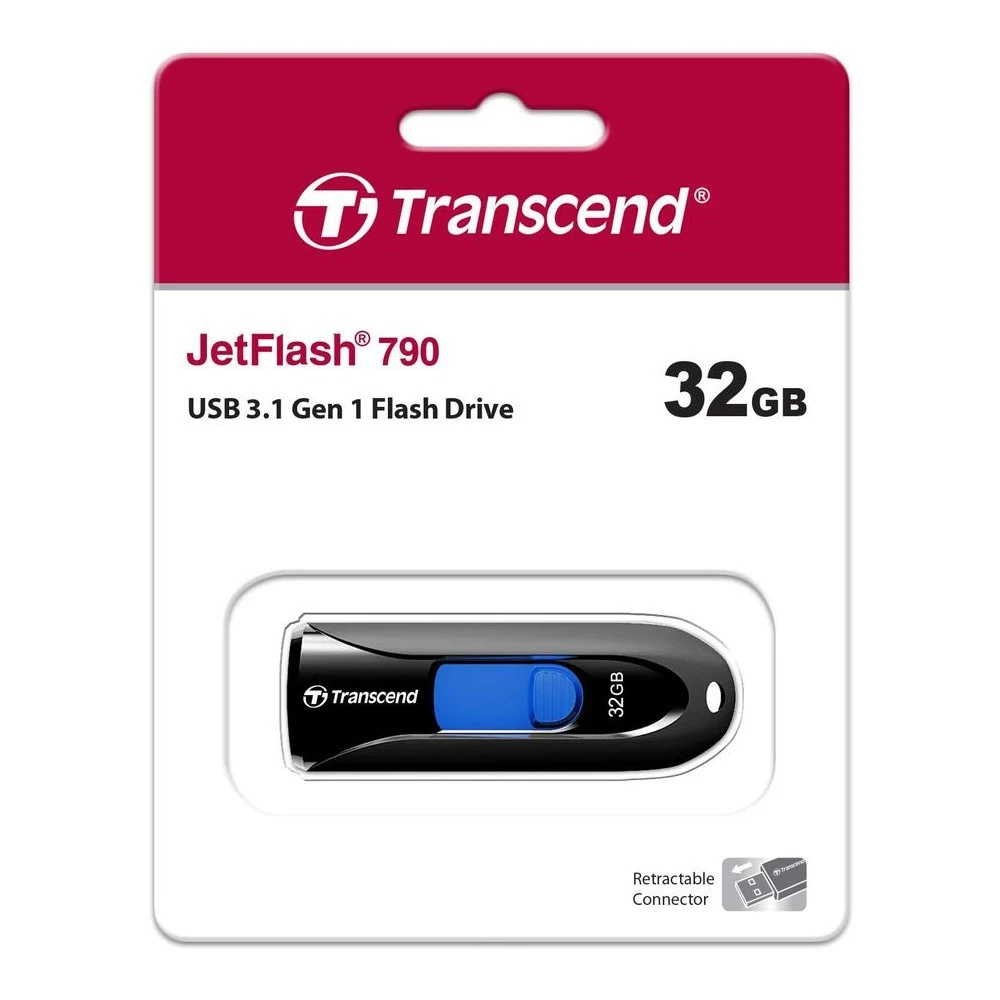 Флэш-накопитель TRANSCEND JetFlash 790 TS32GJF790K, 32 Гб, USB 3.1 Gen 1 (art.: 3920be6ca38c4) - 3920be6ca38c4