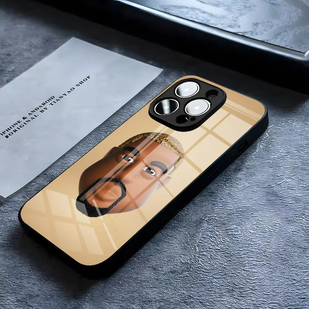 Фото Чехол для телефона MINISO-Kanye West Ye Rapper для iPhone 17 16 14 Pro 15 13 12 Max 11 XR XS 6 Air 7 8 6s X Роскошное стекло Cove №5