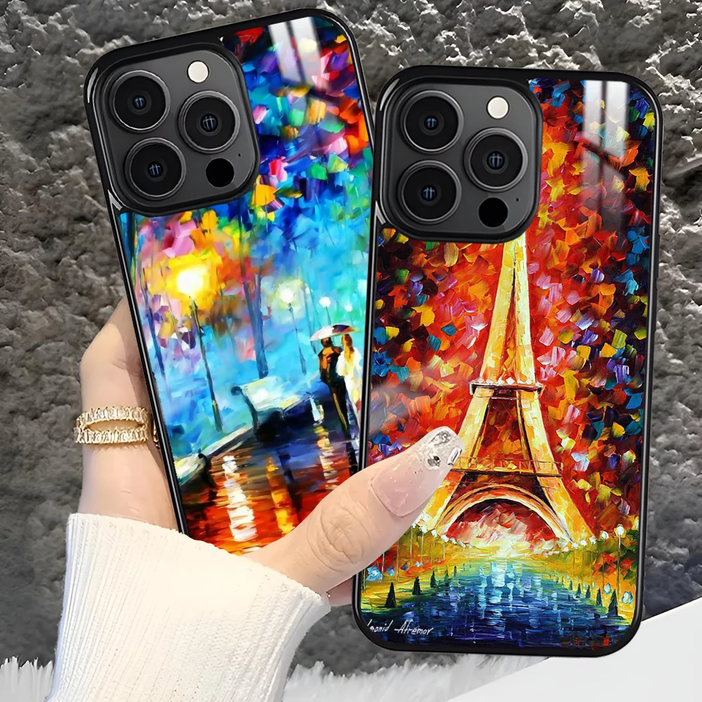 Чехол для телефона L-Leonid Afremov с масляной живописью для iPhone 16, 15, 14, 13, 12, 11 Pro Xs Max Mini Plus, противоскользящий, противоударный, жесткий чехол