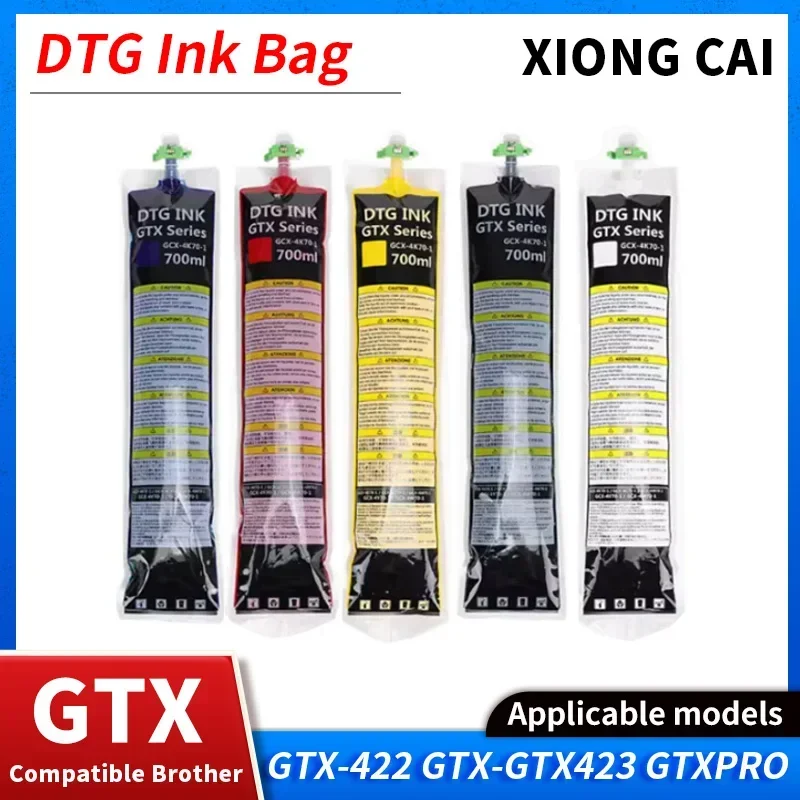 DTG Ink 700 мл/пакет GTX Ink Bag с одноразовым чипом Текстильный пигментный мешок с белыми чернилами для принтеров серии Brother GTX-423 GTX-422 GTXPRO