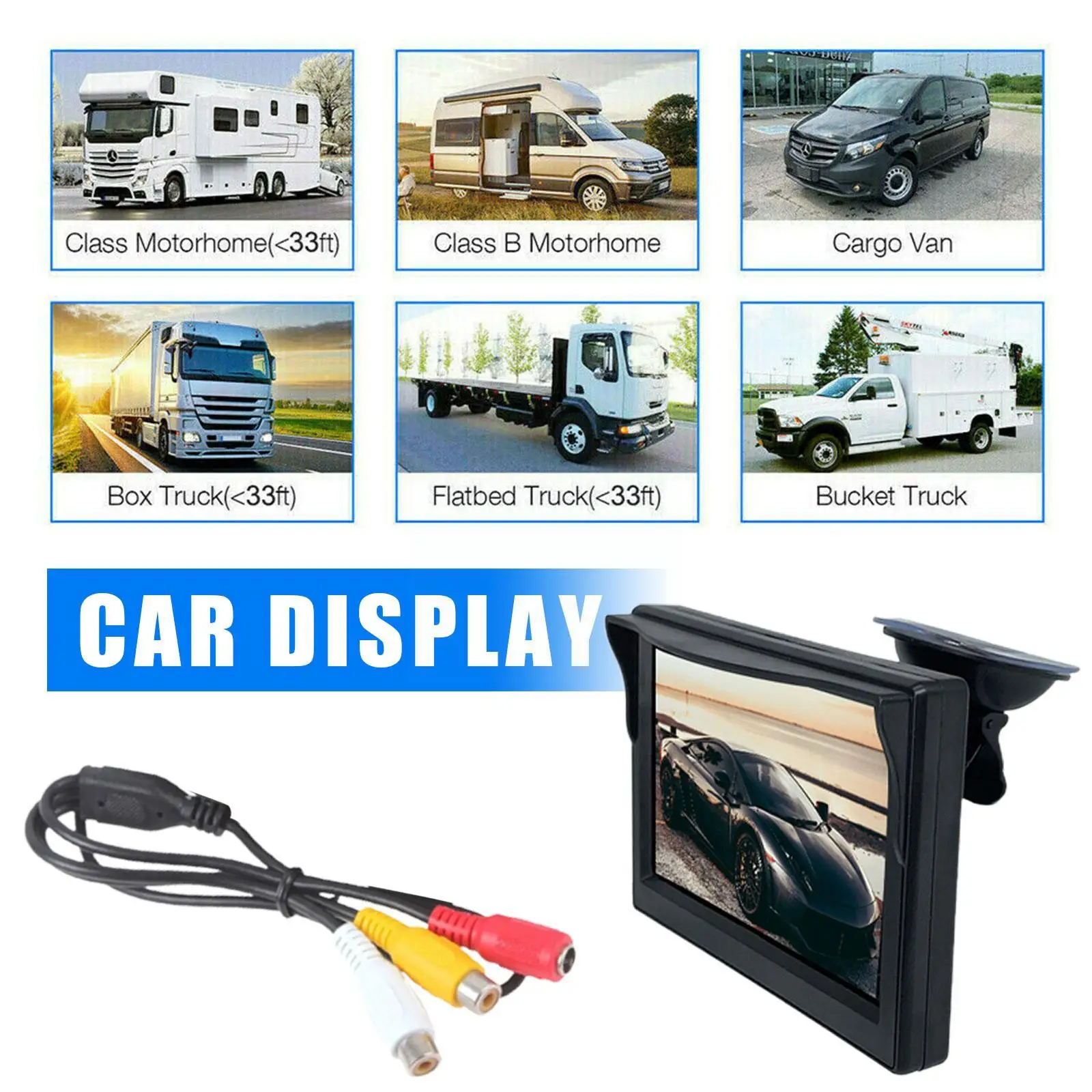 Фото Автомобильный монитор 4,3 дюйма TFT LCD HD цифровой дисплей монитор для заднего вида монитор для парковки заднего вида автомобильная светодиодная камера для парковки видео O7T8 №5