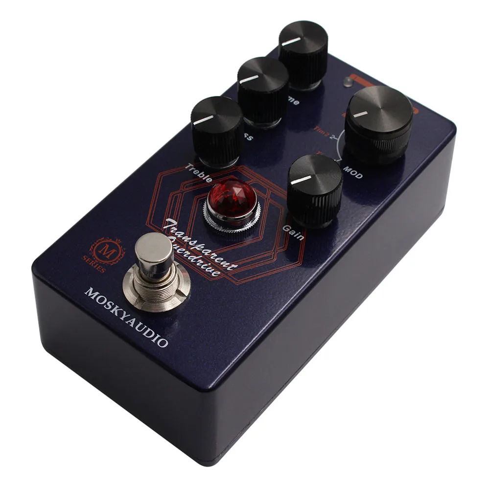 Прозрачная педаль для электрогитары Mosky Overdrive, запчасти для гитары, 4-режимная кнопка, педали для гитары, запчасти для музыкальных инструментов