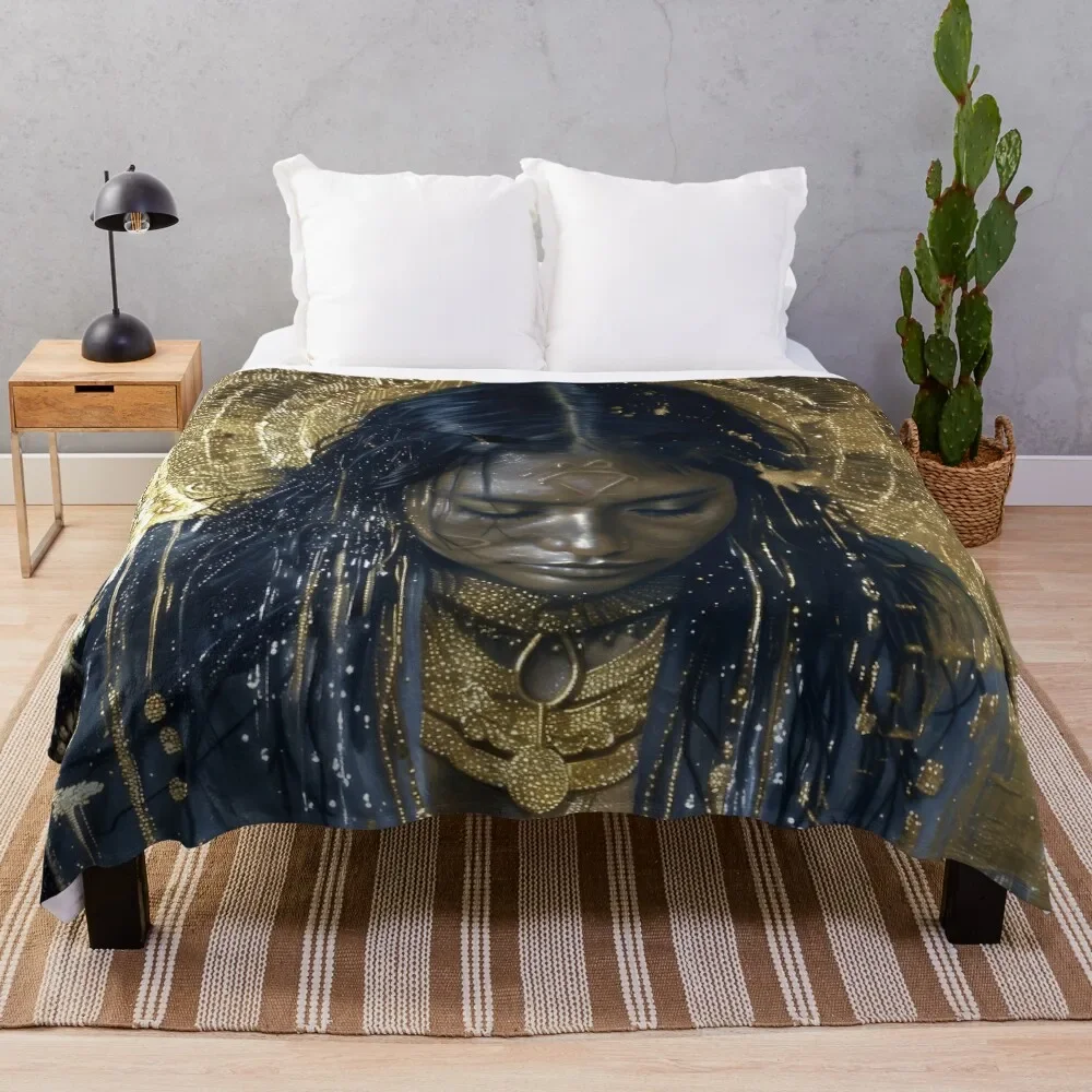Одеяло Taino Goddess Atabey Surreal Gold Art, очень большое одеяло, роскошные одеяла для детей, одеяла из фланелевой ткани
