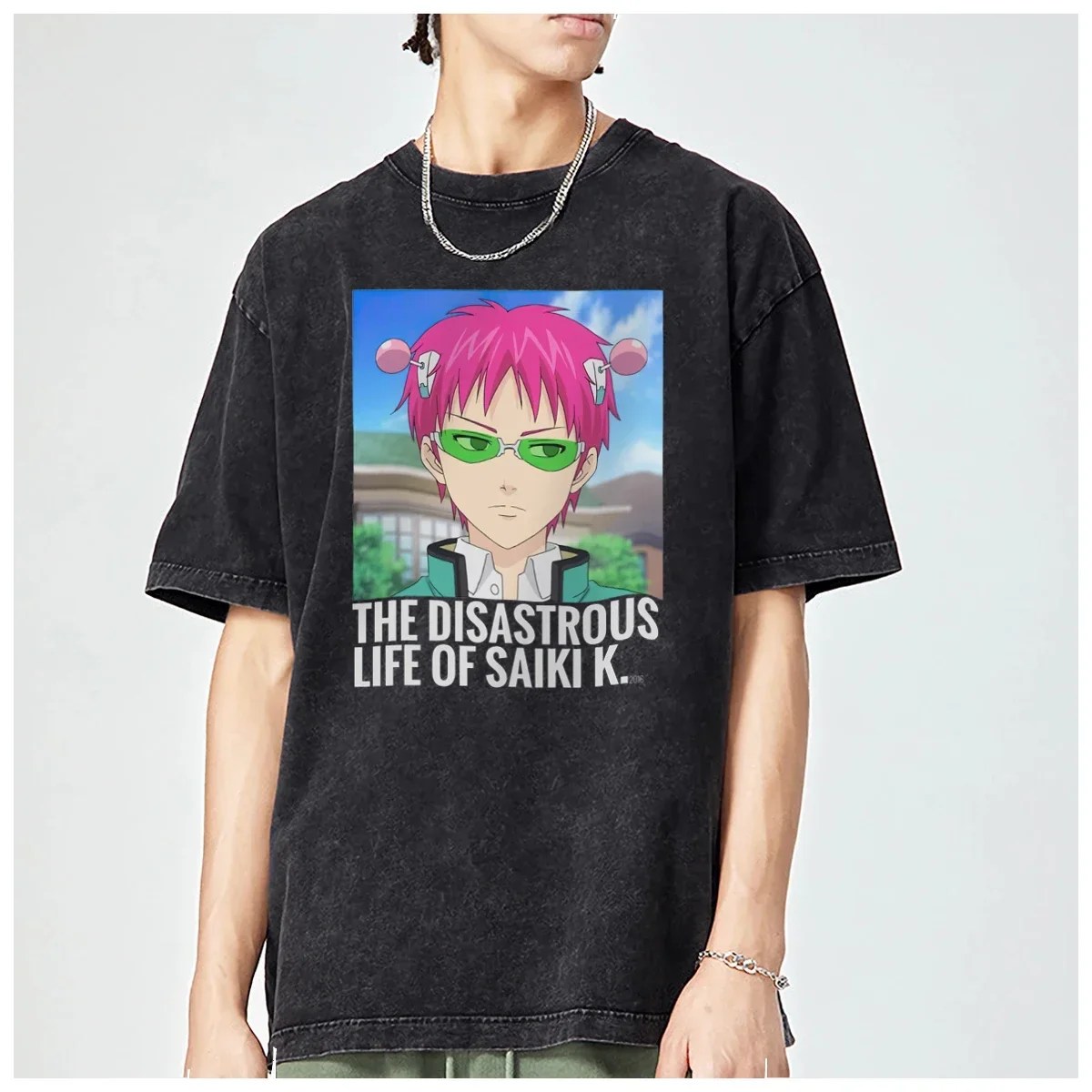 Saiki KusuoNoSai-Nan Harajuku funnyKawaii японский оверсайз футболка для мужчин и женщин модная повседневная винтажная потертая уличная одежда хлопковый топ