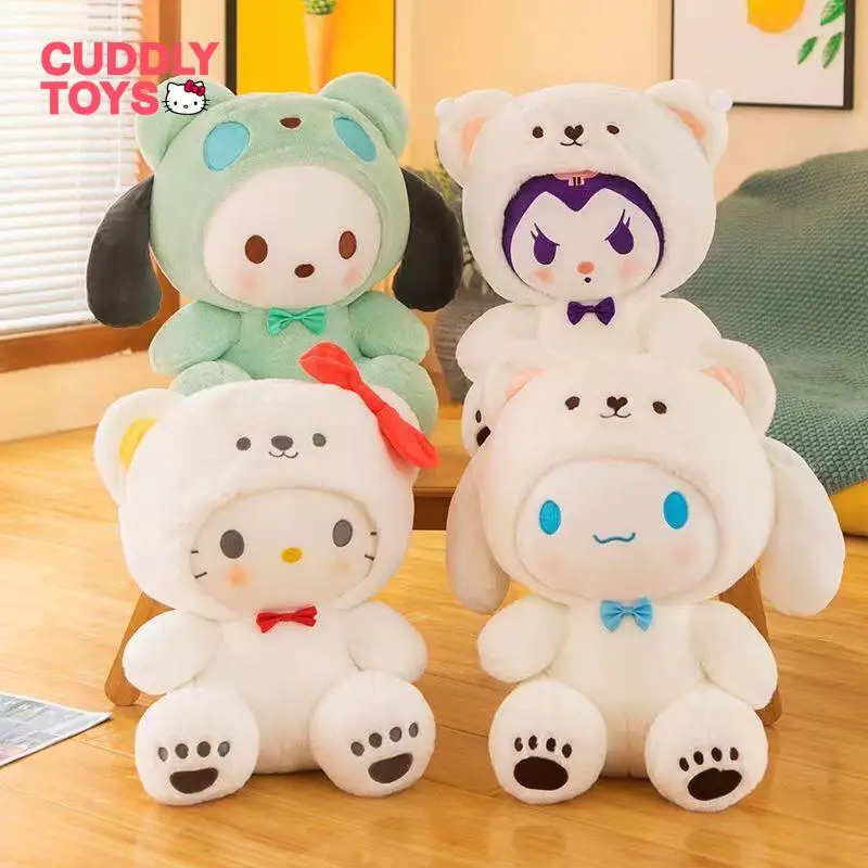 Плюшевая кукла Sanrio Hello Kitty, набивная плюшевая кукла, милый медведь, милая игрушка в виде коричника для детей, подарки на день рождения