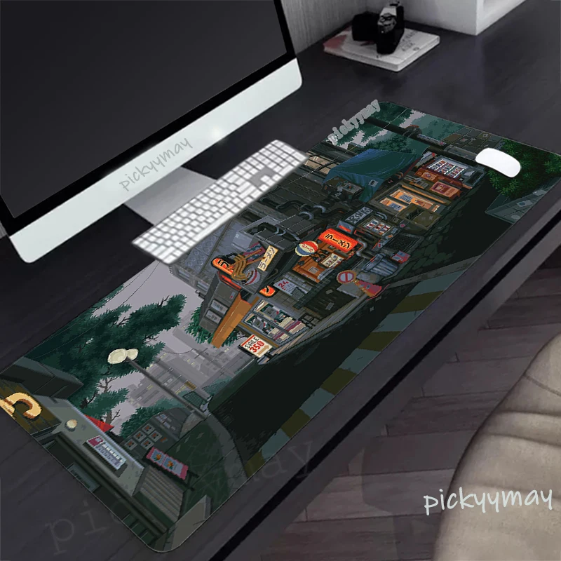 Большой коврик для мыши Pixel Street, 100x55 см, большие настольные коврики, компьютерные коврики, игровой коврик для мыши, коврик для клавиатуры, геймерские коврики для мыши, настольные коврики