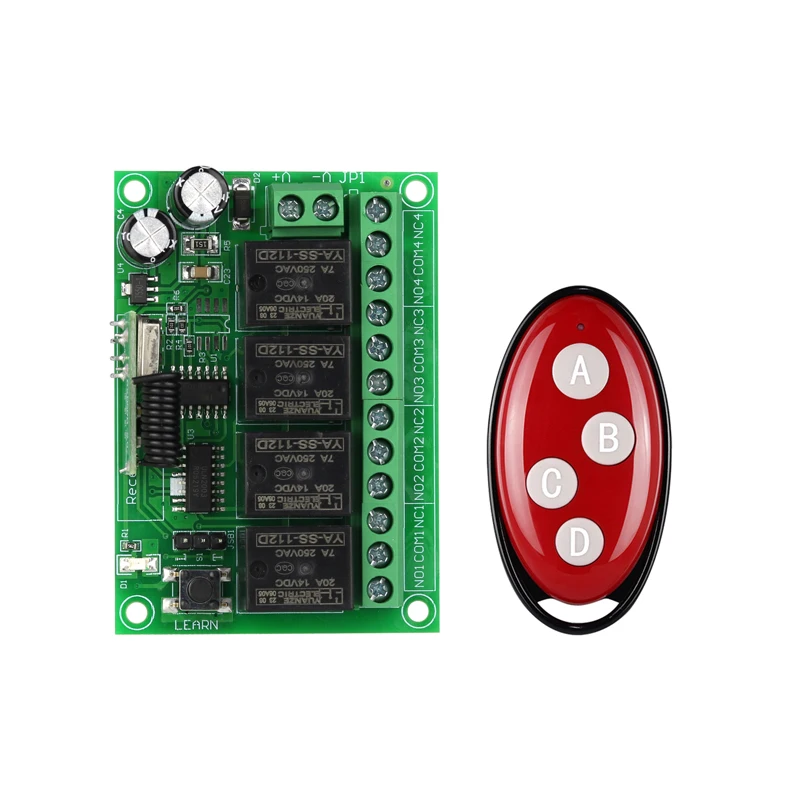 DC12V 4CH RF беспроводной пульт дистанционного управления система передатчик приемник реле умный дом включение и выключение освещения/вентилятор