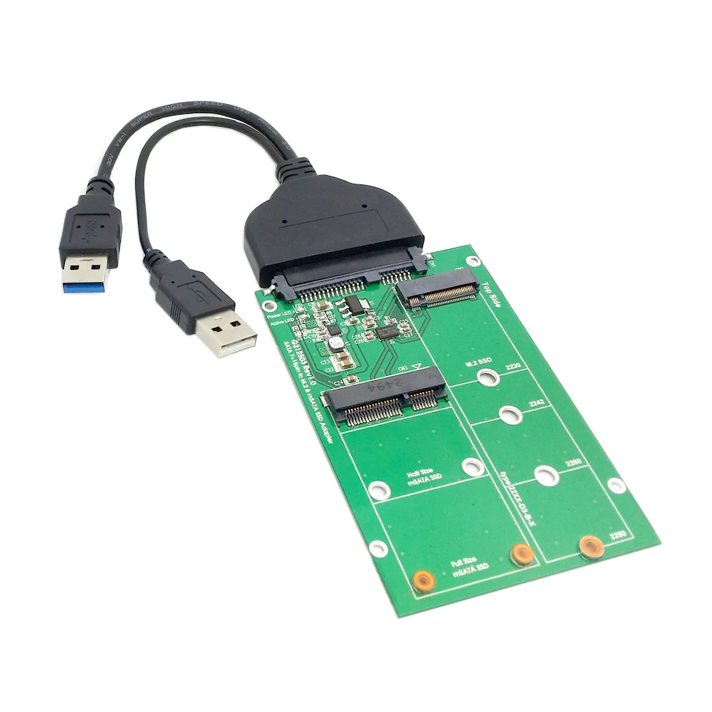 Кабель USB 3,0 на SATA, USB 3,0 на SATA 22pin 2,5 дюйма, жесткий диск на 2 в 1, комбинированный мини PCI- E 2 Lane M.2 NGFF & mSATA SSD адаптер