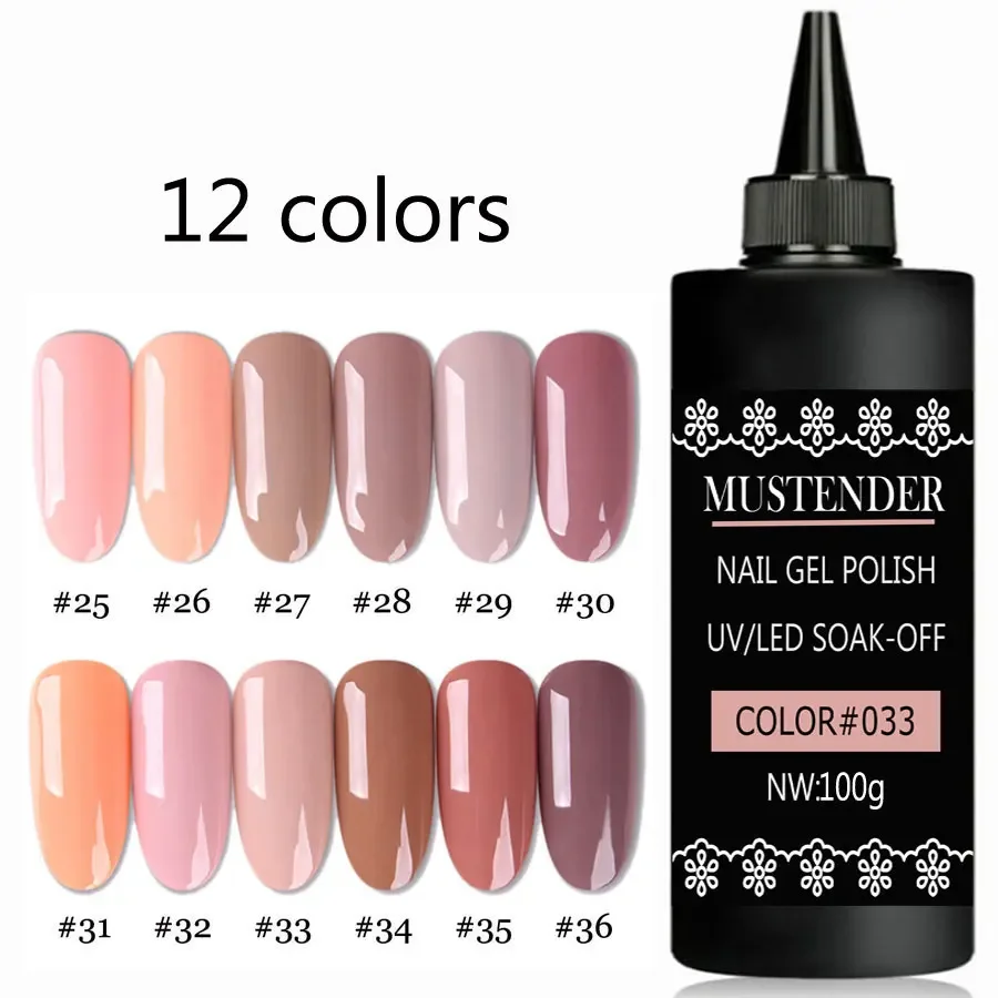 100 г Pure Nude Pink Гель-лак для ногтей 12 цветов Полуперманентный твердый гель-лак для ногтей Soak Off УФ-гель для дизайна ногтей Маникюр