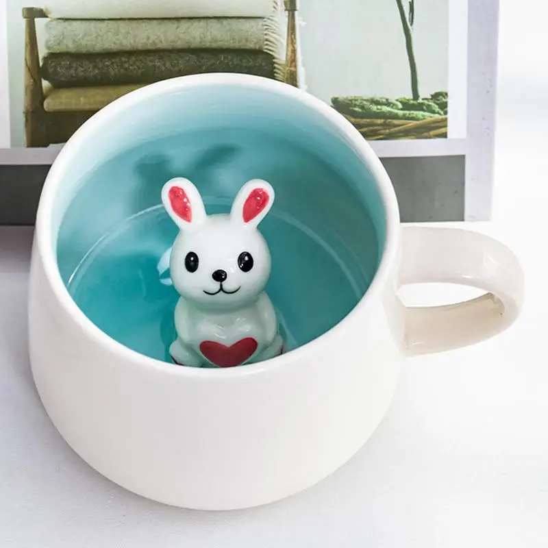 Фото Симпатичные керамические кофейные кружки с 3d-изображением животных, креативная мультяшная чашка для молока и чая, 380 мл, новинка, котелок, кролик, обезьяна, чайная чашка, подарки на день рождения, кружки №5