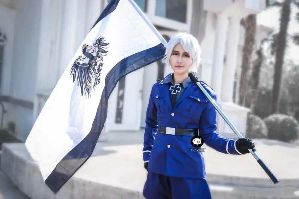Фото Индивидуальный аниме APH Axis Powers Hetalia Prussia Косплей Костюм Синяя Темно-Синяя Униформа №2