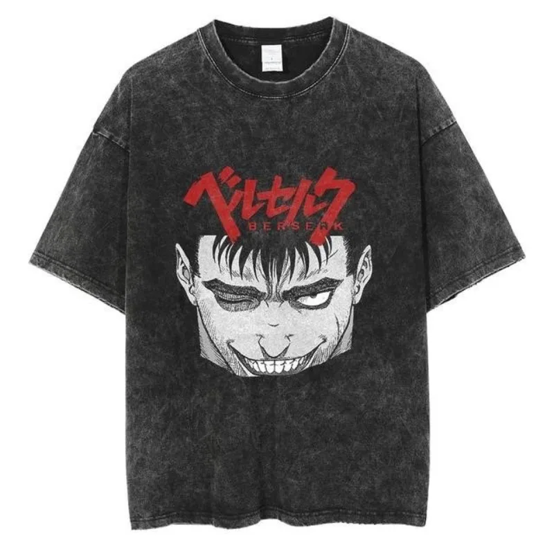 Фото Новый стиль To Do Old Dark Anime Printed Street Высококачественная мужская футболка в стиле ретро Street Tide с круглым вырезом и коротким рукавом Мужская уникальная футболка №4