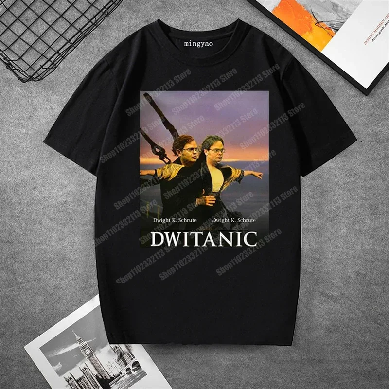 Забавная летняя винтажная мужская одежда Titanic Dwight Schrute Dwitanic, футболки с графическим рисунком для женщин и мужчин, модная повседневная футболка, топы Camisetas