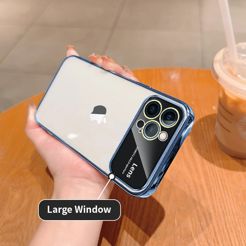 Фото Роскошный оригинальный чехол с большим окошком для телефона iPhone 12 Pro Max 12mini 12 Pro, полностью прозрачная защита, мягкая Противоударная задняя крышка №4