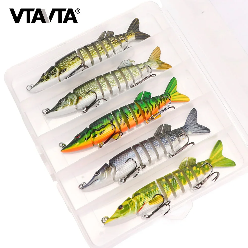 VTAVTA 3/5 шт. искусственная Щука фотонабор 12,5 см 20 г многошарнирная жесткая приманка кренкбейт свимбейт Рыболовная Снасть