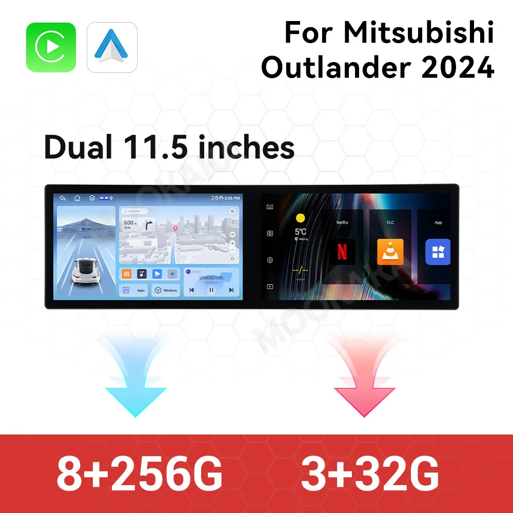Автомобильный радиоприемник с 11,5-дюймовым экраном для Mitsubishi Outlander 2024, Android, GPS-навигация, мультимедийный видеостереоприемник, головное устройство (art.: 3920d0496844e) - 3920d0496844e