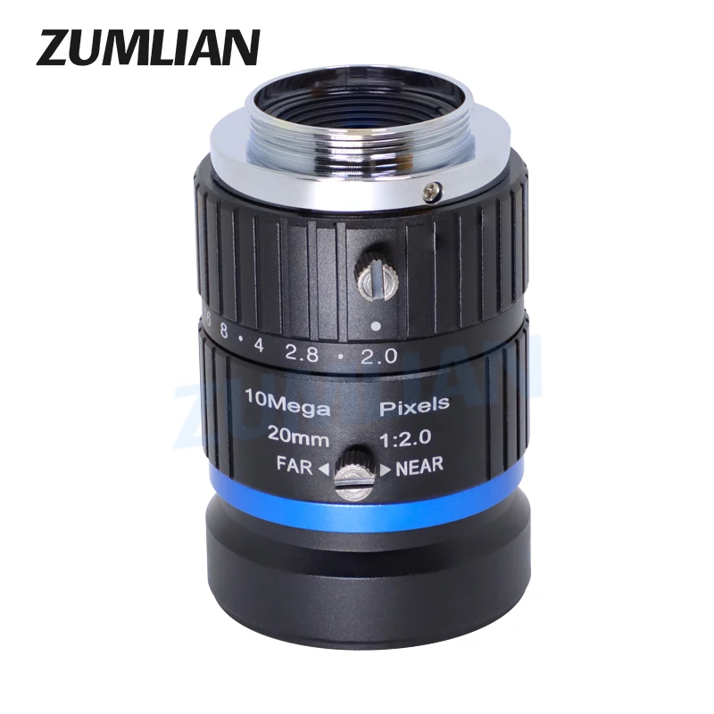 Фото ZUMLIAN объектив 20 мм, 10 МП, низкие искажения, 1 дюйм, C-Mount, FA F2.0, ручная диафрагма, камеры видеонаблюдения для машинного зрения №4