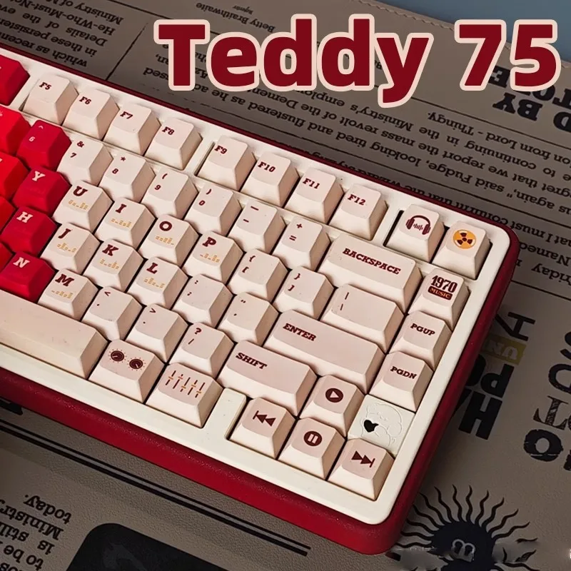 Фото JKLP Teddy 75, комплект механической клавиатуры, 3 режима, магнитная быстросъемная ручка экрана, комплект клавиатуры из алюминиевого сплава с ЧПУ, индивидуальный подарок №2