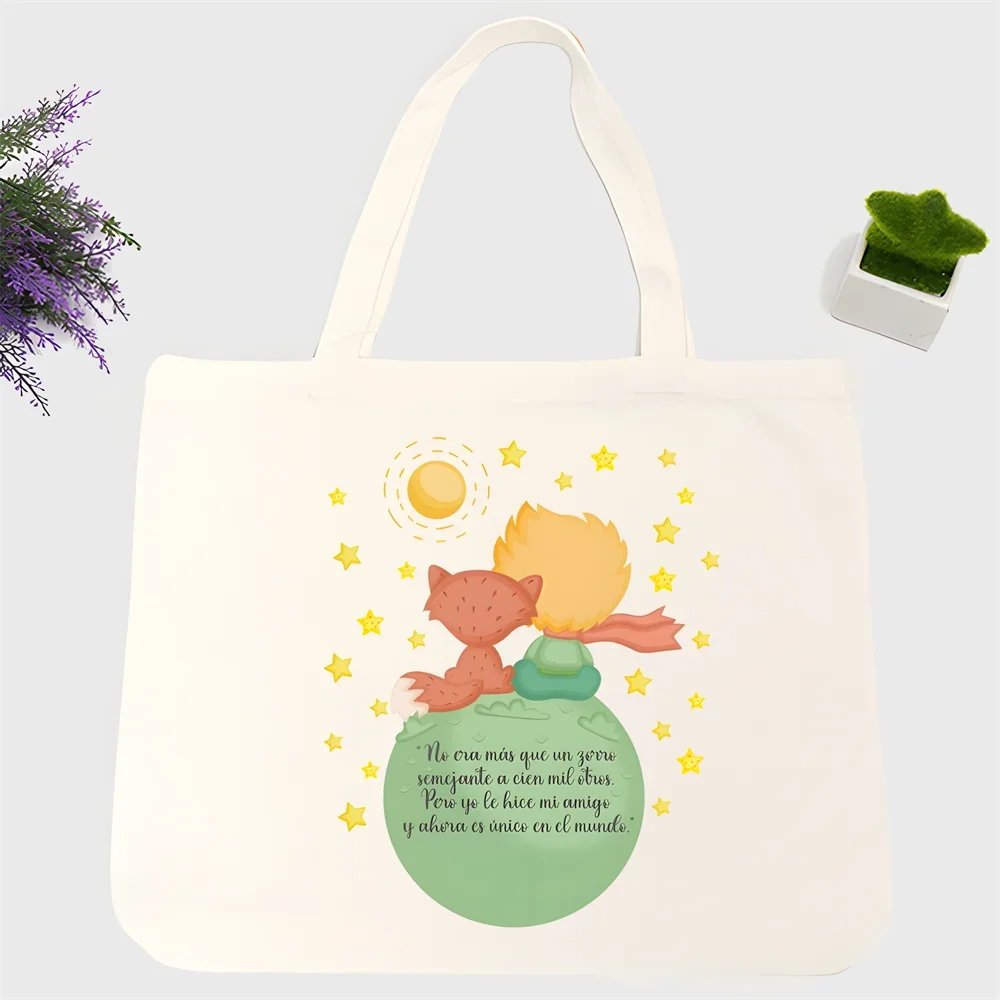 Сумка для покупок Little Prince, мультяшный рисунок лисы, искусственная сказка, брезентовые мешки, многоразовые мешки из джута