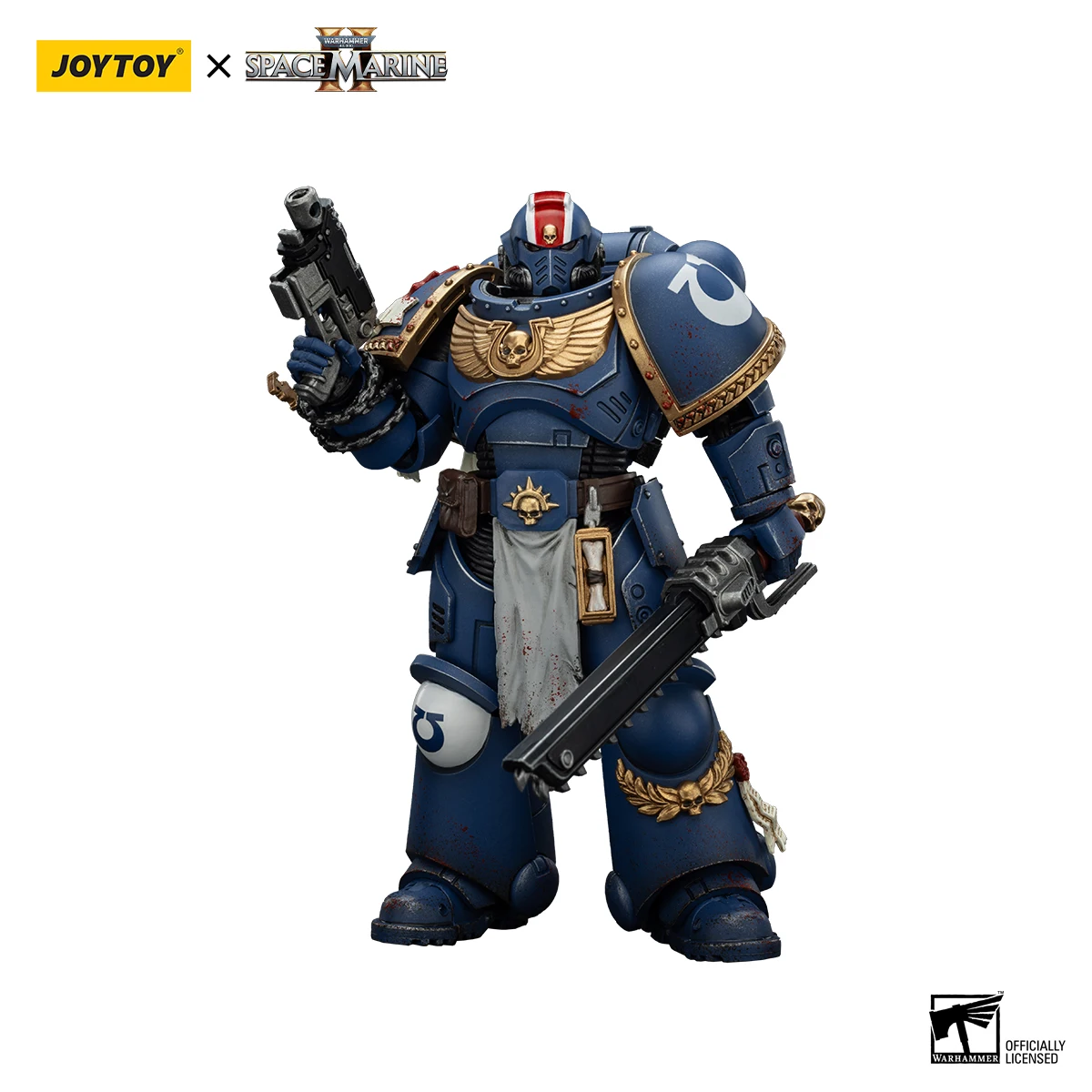Фото JOYTOY Warhammer40K 1/18 Космическая фигурка морской пехоты Ультрамарин Лейтенант Titus Коллекционное издание фигурки Игрушки №2