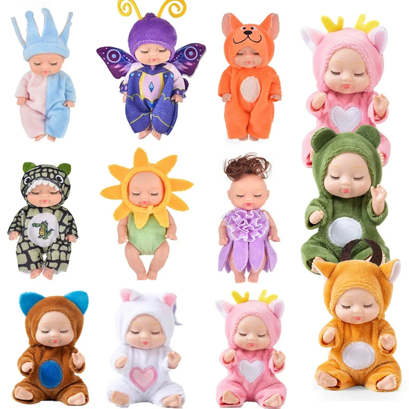 3,5-дюймовая бионическая мини-кукла для сна Reborn BJD, реалистичные пальмы, милая одежда с животными, кролик, регулируемые суставы, игрушки для девочек, подарок
