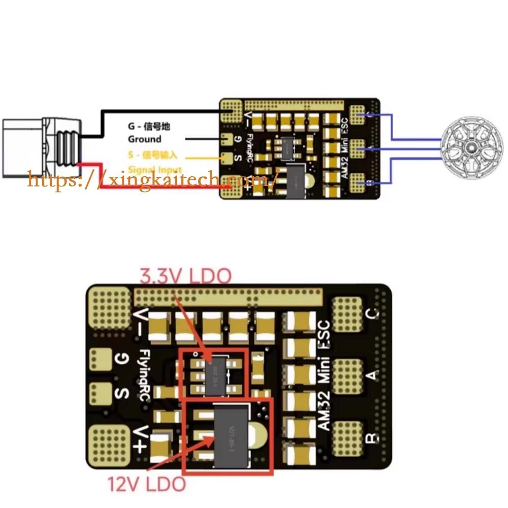 Фото Мини ESC 40A V1 32-битный моноблок ESC 6 ~ 30 В 2 ~ 6S 22,7*13,8*3,8 мм 2,2 г основной контроллер QF32F4AK8U7 встроенный драйвер ворот ID6288 №3