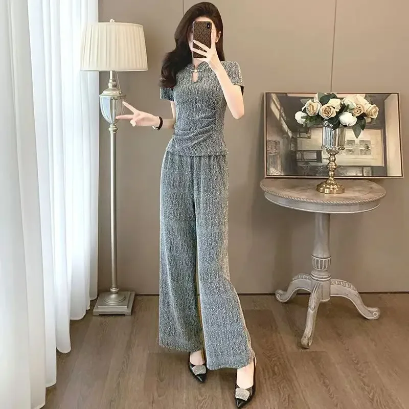 Фото Широкие брюки женские с рукавом Y2k Уличная одежда Classy Co Ord Tailor Groups of Casual Элегантные комплекты брюк для женщин из 2 предметов №3