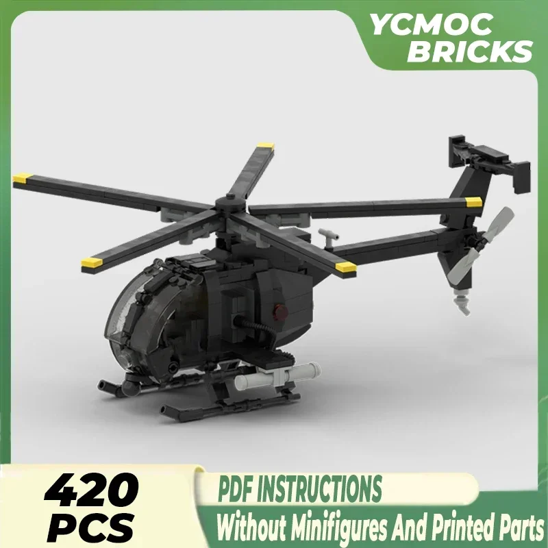 Строительные блоки YcMoc, военная модель, серия птиц, вертолет MH-6, технологические кирпичи, игрушки «сделай сам» для детей, подарки для детей, moc Blocks