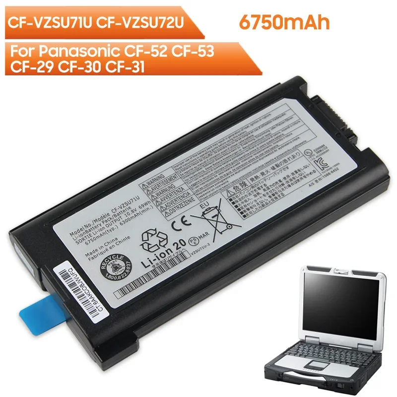 CF-VZSU71R CF-VZSU71U CF-VZSU72U Сменный аккумулятор для Panasonic Toughbook CF-52 CF-53 CF-29 CF-30 CF-31 6750 мАч