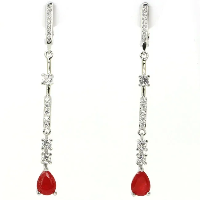Серьги из натурального серебра 925 пробы, 4 г, красный рубин, дымчатый топаз, танзанит, фиолетовый топаз, фиолетовый танзанит, белый CZ, женский подарок