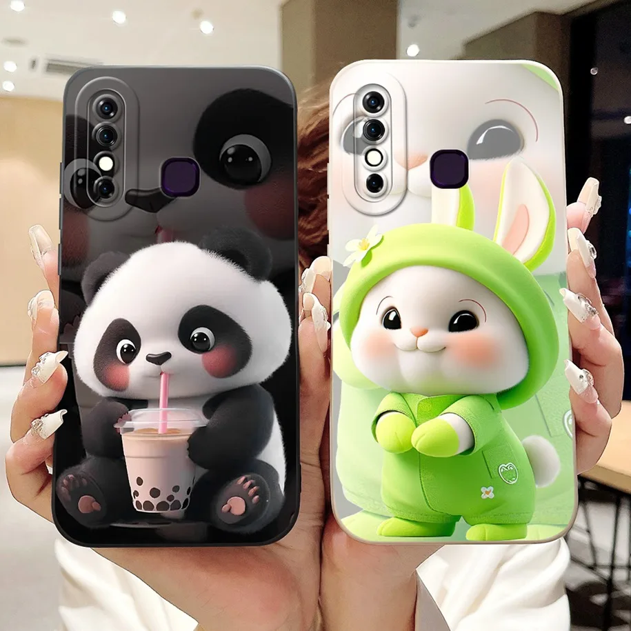 Чехол для Infinix Hot 8, чехол X650C X650B X650D, чехол с милым кроликом и пандой, жидкие силиконовые чехлы для телефонов Infinix Hot8 Lite Funda