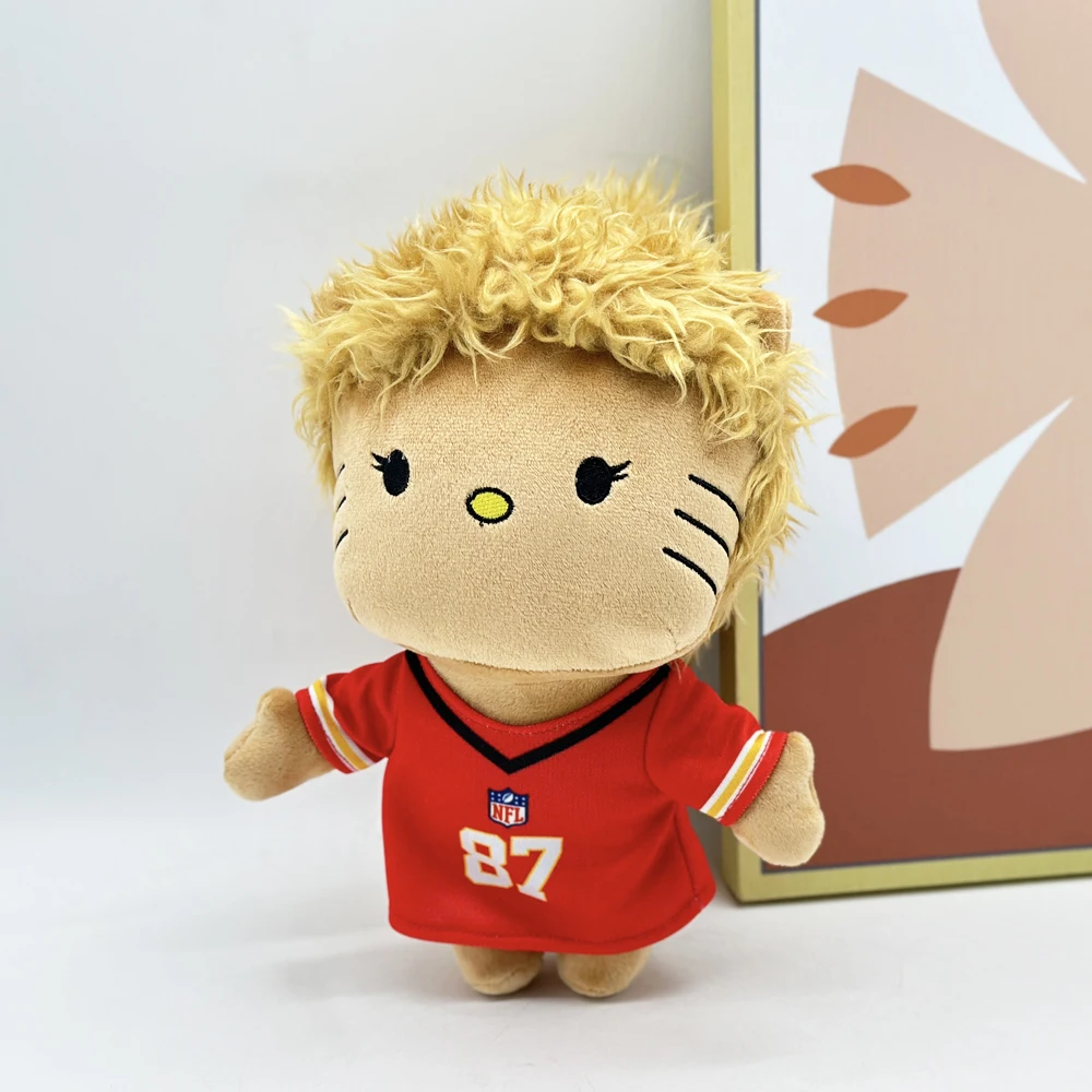 Фото Желтые вьющиеся волосы Hello Kitty Taylor Harris, плюшевая кукла, трикотаж номер 27, плюшевая игрушка, фигурка, мягкие игрушки, подарки на день рождения для мальчиков и девочек №2