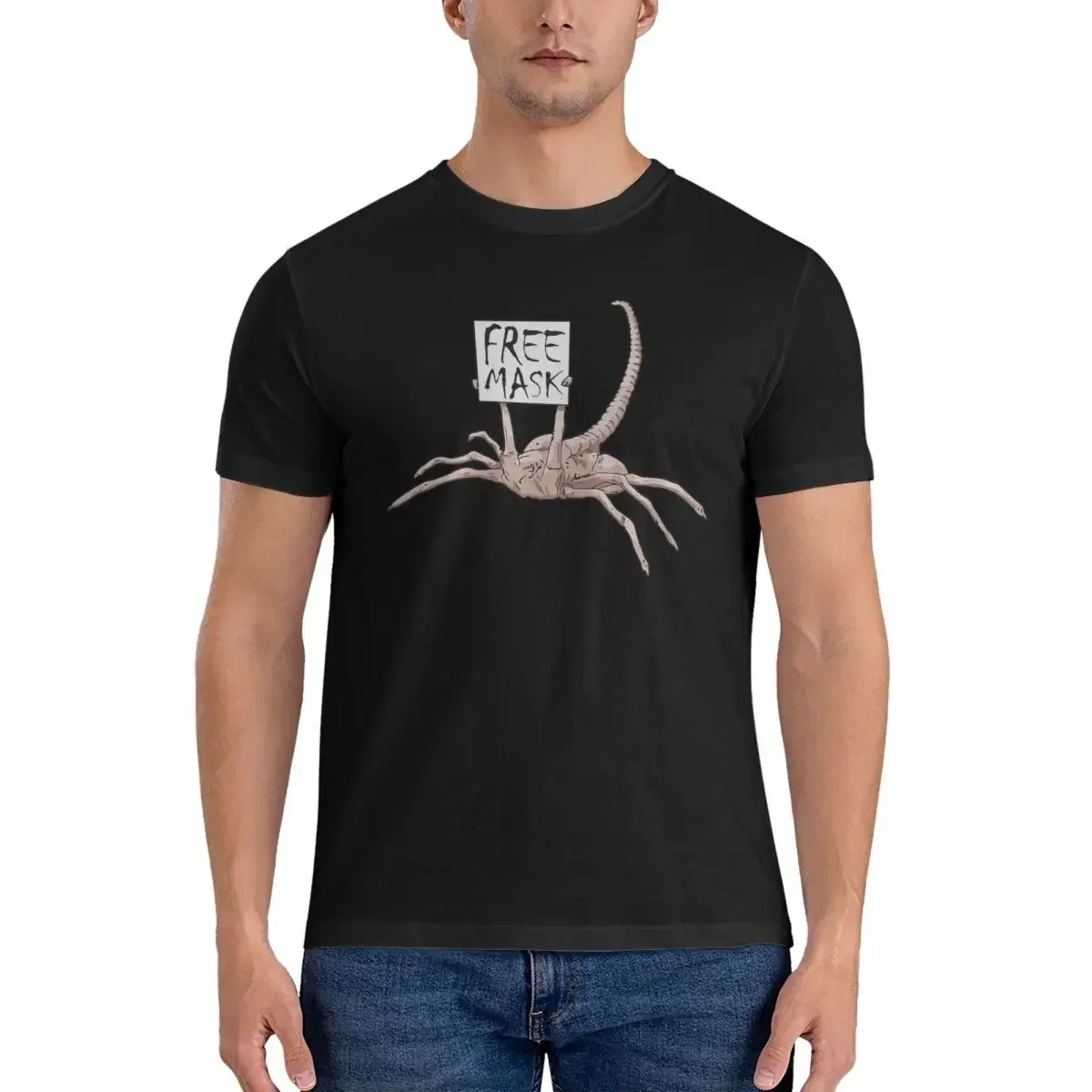 Горячая Распродажа Бесплатная маска! -Футболка Facehugger, Мужская забавная футболка большого размера, мужские летние рубашки с круглым вырезом, топы
