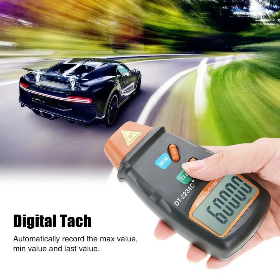 DT-2234C цифровой ЖК-тахометр бесконтактный тахометр фото тахометр мини-тестер оборотов цифровой тахометр двигателя счетчик часов