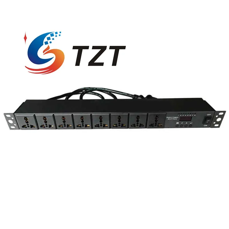 TZT CP0802 Контроллер последовательности мощности, последователь питания с 8 розетками и интеллектуальным переключателем для DMX512 Портативное аудио и видео