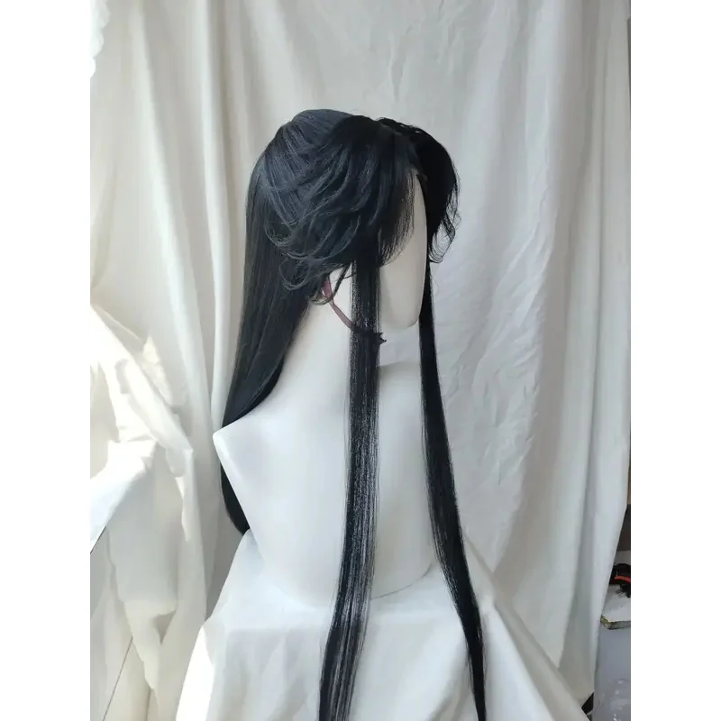 Фото Qiangjinjiu Styled Shenlanzhou Xiaochiye Длинные черные индивидуальные термостойкие синтетические волосы аниме Хэллоуин с париком; 4.f'7;j,3 №4