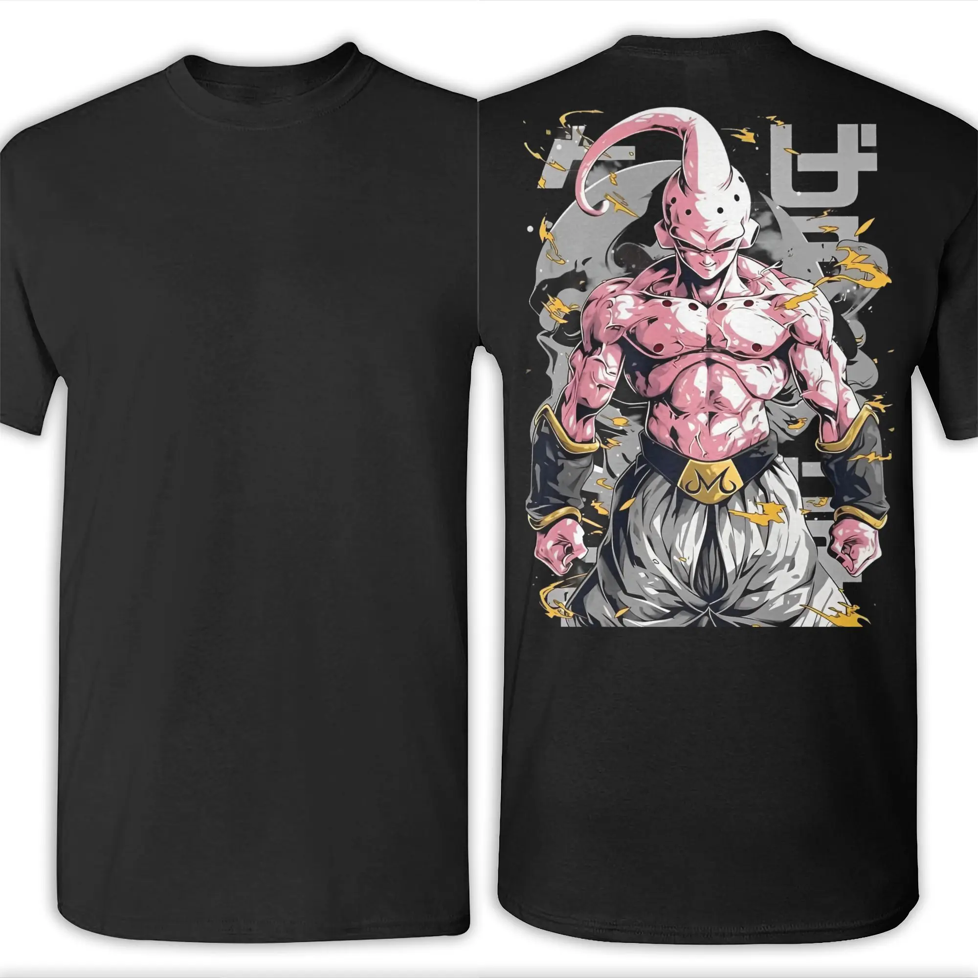 Фото Футболка Dragon Ball Z Majin Buu для мужчин и женщин, хлопковые топы, повседневные Vegeta с круглым вырезом и коротким рукавом №3