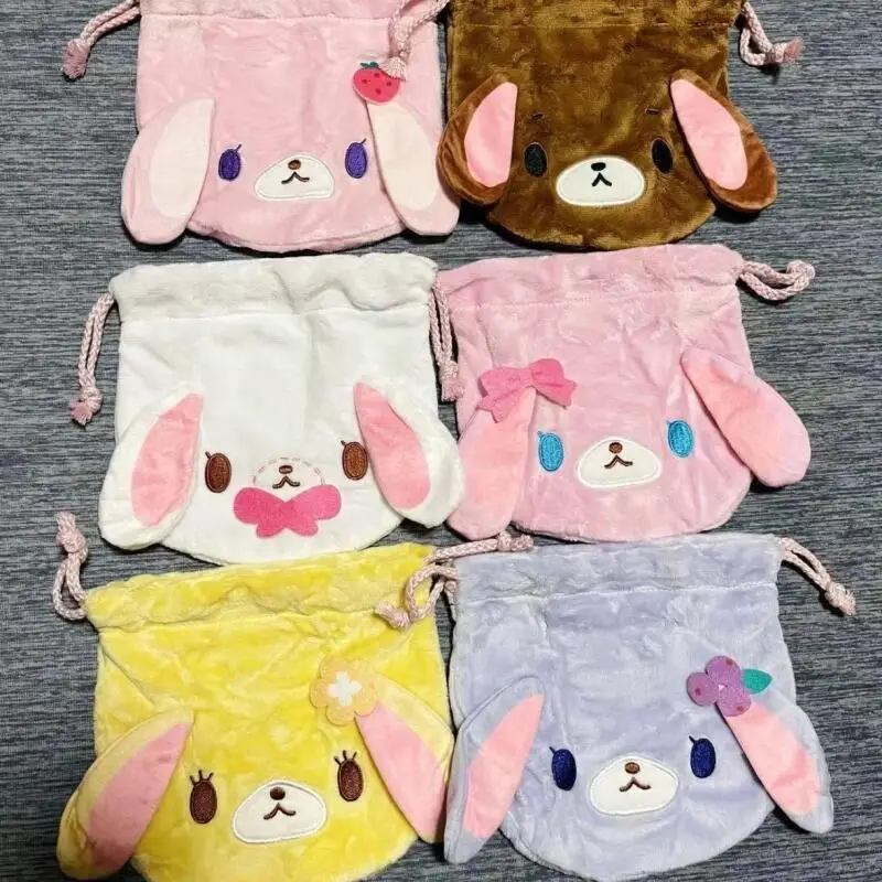 Симпатичная косметичка Kawaii Sugarbunnies в виде кролика, большая вместительная сумка на шнурке, портативная сумка для хранения мелочей и косметики, подарок для друга