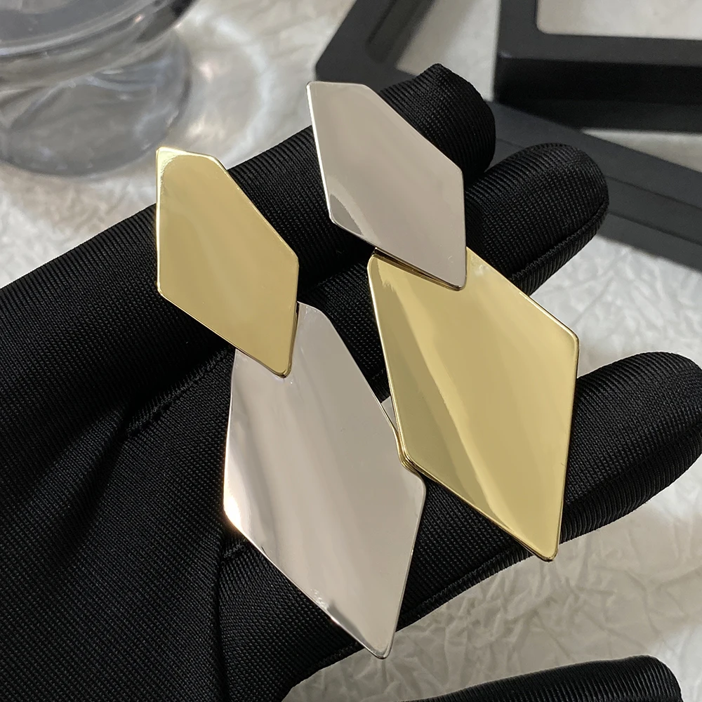 Серьги-подвески Flashbuy женские, блестящие ювелирные украшения из металла неправильной геометрической формы, цвета золото и серебро, бижутерия в подарок
