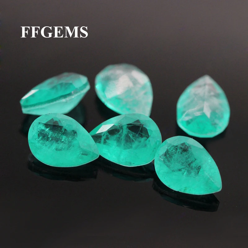 FFGems Lab созданный Paraiba Турмалин синий бразильский капля вырезать драгоценный камень для Diy ювелирные изделия Серебряное кольцо Бесплатная доставка