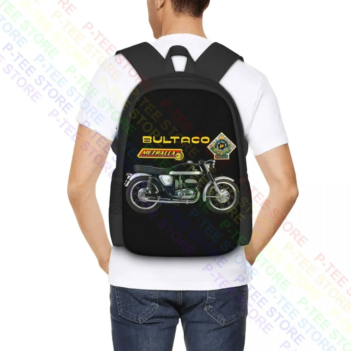 Фото Мотоциклетный рюкзак Bultaco Metralla Mk2 P-341 большой вместимости, складной художественный принт №5