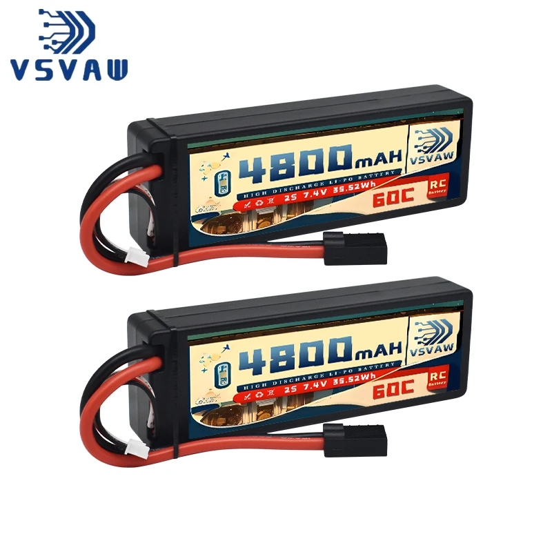 2 шт. VSVAW Lipo 2S 4800 мАч Аккумулятор 7,4 В 60C с разъемом TRX для радиоуправляемого автомобиля Lipo Аккумулятор Грузовик RC FPV Дрон Самолет Лодка Багги Запчасти