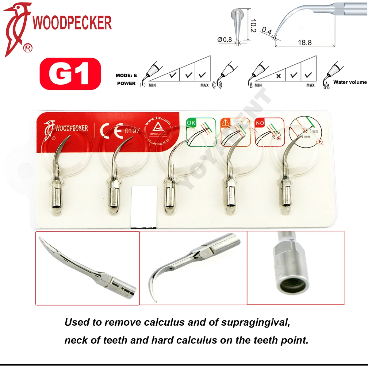 Фото Насадки для стоматологического ультразвукового скалера Woodpecker G1/G2/G3/G4/G5/G6/G7/G8/G9/G10/G11/G12 для наконечника скалера EMS №3