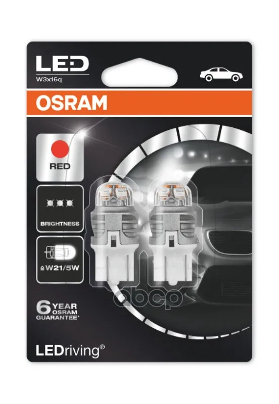 Комплект Ламп W21/5w 12v 1,5w W3x16q Ledriving Premium/W21/5w/Красный/ 2шт.(1к-Т) Osram арт. 7915R02B