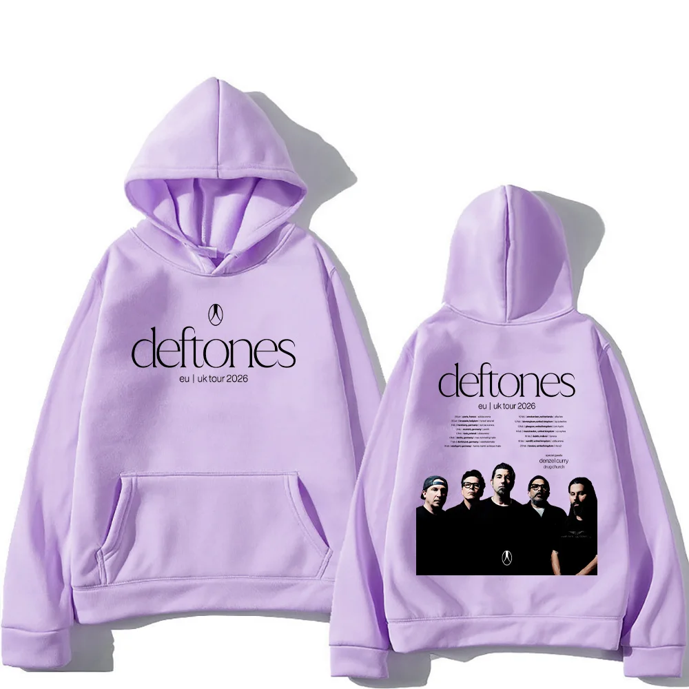 Фото Deftones Rock Band Hoodies Deftones EU UK Tour 2026 Pullovers Men Women Metal Casual Sweatshirt Trends Design Loose Streetwear №4