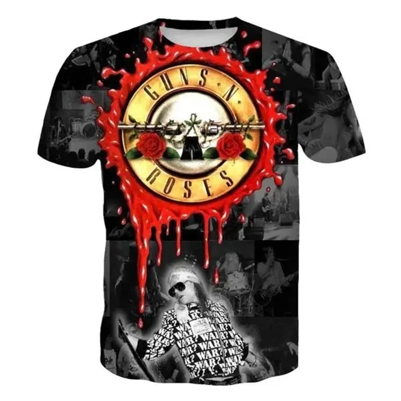 Мужская футболка с принтом Guns N Roses Skull, модная уличная одежда с 3D рисунком, женские футболки оверсайз с коротким рукавом, топы, одежда